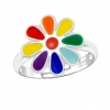 Multicolored flower foot ring, 925 silver, size 43