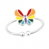 Multicolored butterfly foot ring, 925 silver, size 43