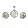 Tree of life set, pendant and earrings with rhodium-plated silver 925 crystals