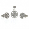 Set with clover, pendant and earrings with rhodium-plated silver 925 crystals