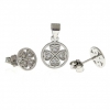 Set with clover, pendant and earrings with rhodium-plated silver 925 crystals