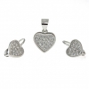 Heart set, pendant and earrings with rhodium-plated silver 925 crystals
