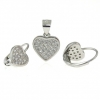 Heart set, pendant and earrings with rhodium-plated silver 925 crystals