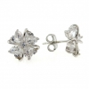 Clover earrings with hearts with rhodium-plated silver 925 crystals