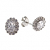 Oval earrings with rhodium-plated silver 925 crystals