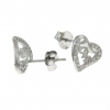 Love heart earrings with rhodium-plated silver 925 crystals