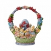Spring basket with eggs, chickens and bunnies