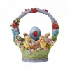 Spring basket with eggs, chickens and bunnies