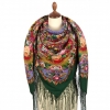 Premium shawl Rose Soul, wool, green - 148x148cm