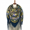 Premium shawl Rose Soul, wool, blue - 148x148cm