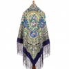 Premium shawl Idyll, wool, blue - 148x148cm