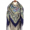 Premium shawl Idyll, wool, blue - 148x148cm