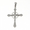 Cross pendant with clovers and crystals, rhodium-plated 925 silver