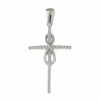 Cross pendant with infinity and crystals, rhodium-plated 925 silver