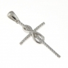 Cross pendant with infinity and crystals, rhodium-plated 925 silver