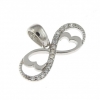 Infinity pendant with hearts and crystals, rhodium-plated 925 silver