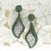 Green moss teardrop earrings with crystals, rhodium-plated 925 silver