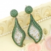 Green moss teardrop earrings with crystals, rhodium-plated 925 silver