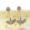 Golden shadow fan earrings with crystals, rhodium-plated 925 silver