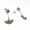 Golden shadow fan earrings with crystals, rhodium-plated 925 silver
