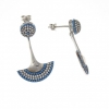 Turquoise fan earrings with crystals, rhodium-plated 925 silver