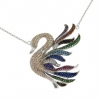 Golden shadow swan necklace with crystals, rhodium-plated 925 silver