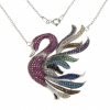 Colier lebada fuchsia cu cristale, argint 925 rodiat