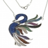 Royal blue swan necklace with crystals, rhodium-plated 925 silver