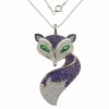 Vulpita tanzanite necklace with crystals, silver 925 rhodium-plated