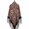 Premium shawl My magic Mirror, wool, brown - 148x148cm