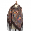 Premium shawl My magic Mirror, wool, brown - 148x148cm