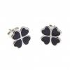 Clover earrings black enamel silver 925 rhodium plated