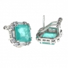 Square earrings with Paraiba tourmaline silver 925 rhodium plated