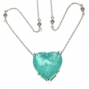 Heart necklace with Paraiba tourmaline, rhodium-plated 925 silver
