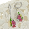 Drop earrings with flowers in rhodium-plated silver 925