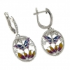 Butterfly set of earrings, ring, pendant, silver 925 rhodium-plated