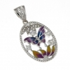 Butterfly set of earrings, ring, pendant, silver 925 rhodium-plated