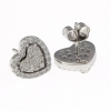 2 in 1 heart earrings with zirconia crystals in rhodium-plated 925 silver