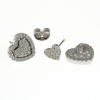 Cercei inima 2 in 1 cu cristale zirconia din argint 925 rodiat