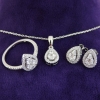 Lacrima set, necklace with pendant, earrings, ring, rhodium-plated 925 silver