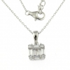 Square set, necklace with pendant, earrings, ring, rhodium-plated silver 925