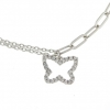 Butterfly charm bracelet with crystals, rhodium-plated 925 silver