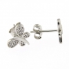 Butterfly earrings with crystals, rhodium-plated 925 silver