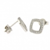 Fancy square earrings with crystals, rhodium-plated 925 silver