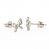 Bow earrings with crystals, rhodium-plated 925 silver
