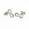 Infinity earrings with crystals, rhodium-plated 925 silver