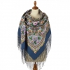 Premium shawl Belle, wool, blue - 148x148cm