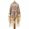 Premium shawl Pavlovoposadskiy, wool, natur- 148x148cm