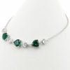 Bracelet with heart crystals, emerald green, rhodium-plated 925 silver