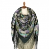 Premium shawl Pavlovoposadskiy, wool, green- 148x148cm